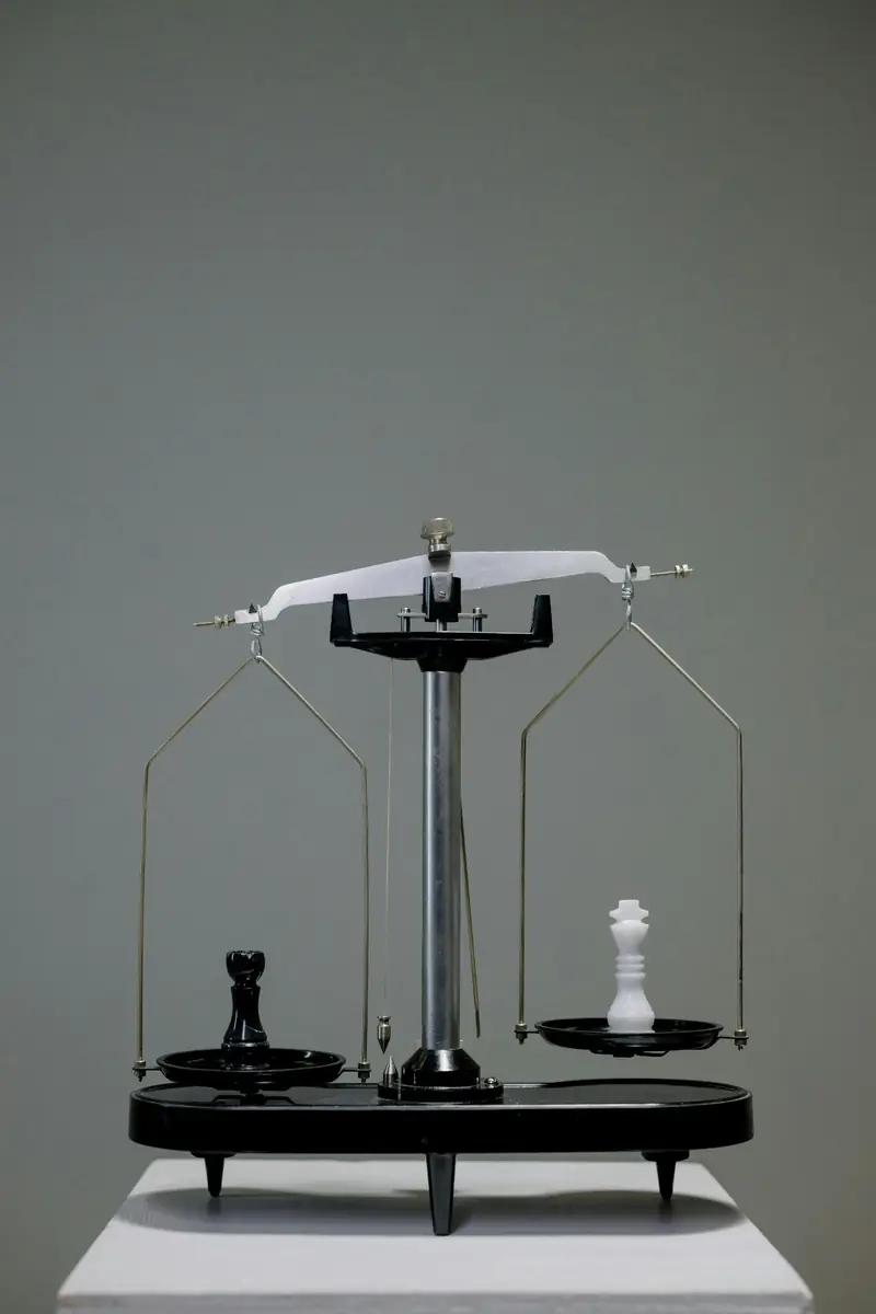 Precision balance scale demonstrating weight and balance principles